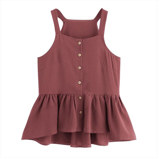 

мода sexy топы женщины повседневная camis рукавов crop однобортный сборки hem танк топы трусиков одежда летний пляж, White