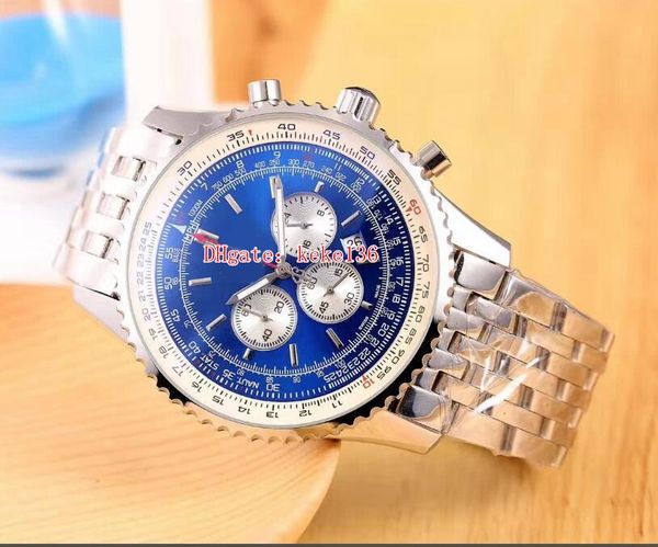 

4 color wristwatches 42mm stainless steel leather bands strap ab012012.bb01.447a vk quartz chronograph working mens watch watches, Slivery;brown