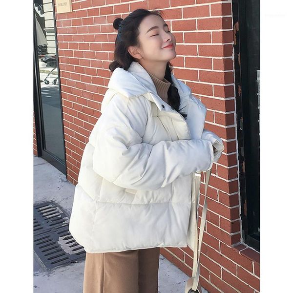 

winter jacket women coat parka bf style warm thicken down cotton jacket outerwear loose winter coat women short1, Black