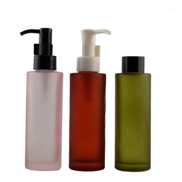 

empty frosted glass lotion bottle refillable cosmetic container pump nozzle/cap storage bottle 100ml 15pcs/lot1