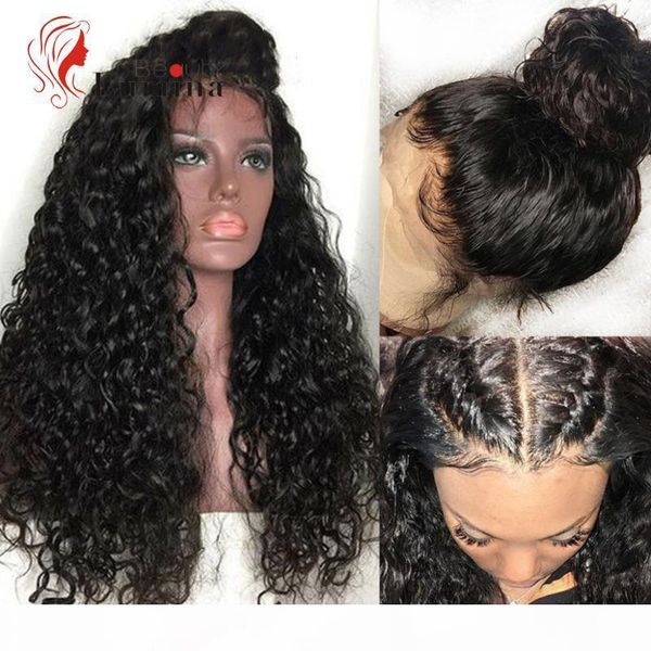 

13x4 ear to ear lace front wigs pre plucked hd transparent lace brazilian water wave 100% human hair remy hair wigs for women, Black;brown