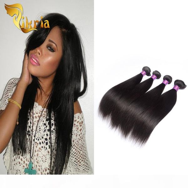

peruvian straight unprocessed brazilian indian malaysian human hair 4 piece lot weft wholesale wet and wavy brazilian hair weave 4 bundles, Black
