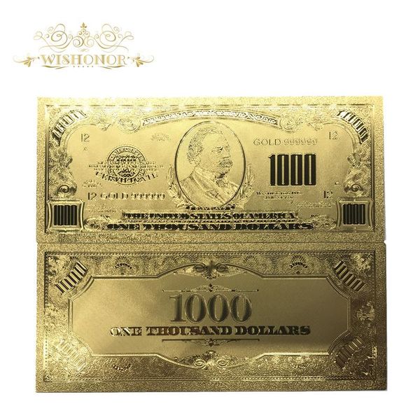 

wishonor 10pcs lot 24k gold banknote rare america 1000 dollar banknotes paper money plated gold paper for collection sqcjft pingtoy