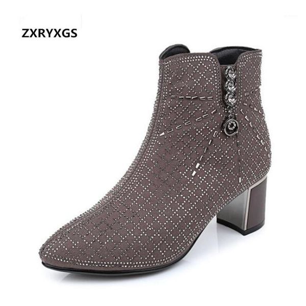 

2020 new autumn and winter pointed korean rhinestone shoes women boots thick with high heel shoes fashion boots warm snow1, Black
