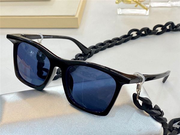 

0099sa new trendy fashion letter women and men sunglasses uv-400 goggles made of plate rectangular full frame temples with chain and box, White;black