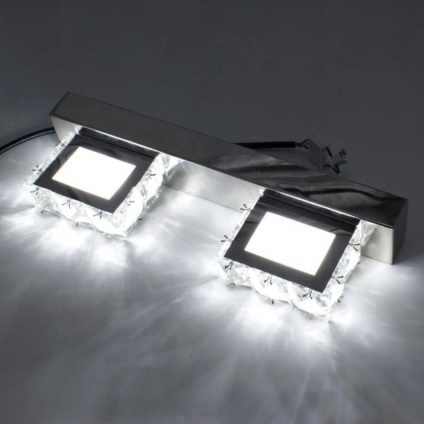 2 Lichter Moderne wasserdichte Spiegelwandleuchte LED Badezimmer Nordic Art Deco Beleuchtung Quadratische Eitelkeit Kristallleuchte Kristalllampe