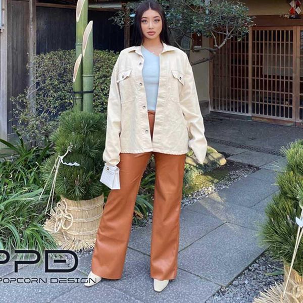 

autumn winter pu leather high street style pants high waist green chic wide leg pants vintage trousers pocket 2020 new arrival1, Black;white