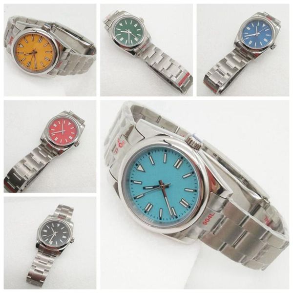 

wristwatches 36mm men clock sterile dial nh35 automatic mechanical relogio masculino sapphire glass luminous waterproof wristwatch, Slivery;brown