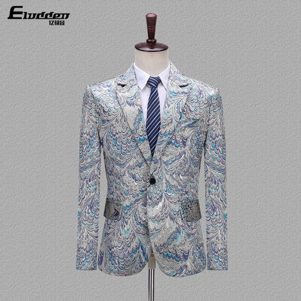 

host jacquard coat mc men's peacock dress performance singer chorus stage suit, White;black