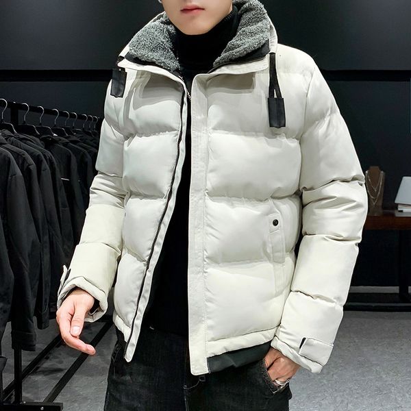 

lamb collar men's coat new winter tide brand short down cotton padded jacket, Black