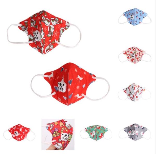 

christmas kids face masks cartoon snowman penguin santa claus xmas breathable dustproof children protective mask party masks 8 color e110204