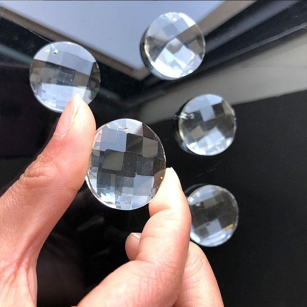 

5pc round drilled faceted suncatcher chandelier crystal part prism glass hanging window decoration diy pendant craft supply 30mm h bbyepi