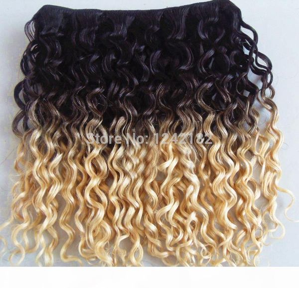 

t hair product brazilian clip in extensions 9pcs set 1b 613 two tone virgin human remy hair ombre deep curly hair, Black