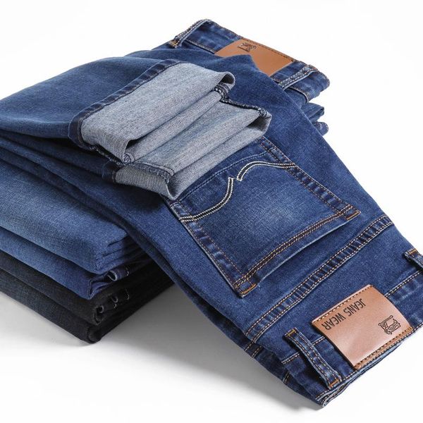 

2021 new jeans men classical jean straight leg male casual pants plus size 28-40 cotton denim trousers ropa hombre, Blue