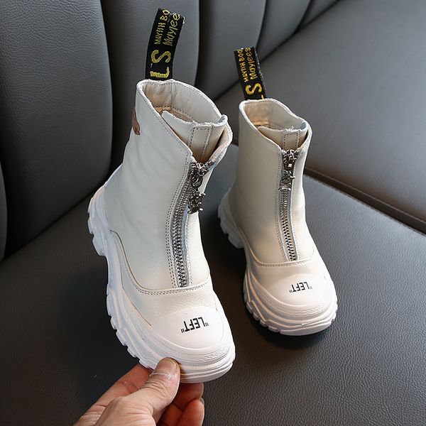 

genuine boys children' new shoes girls 2020 spring leather martin anti-kick soft bottom wearable boots size 26 to 37, Black;grey