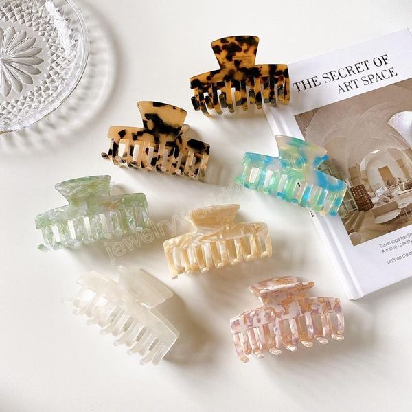 

length 7.5 cm medium size colorful square cross hair clamps girls women pattern acetic acid scrunchies claw clips european shower ponytail h, Slivery;golden