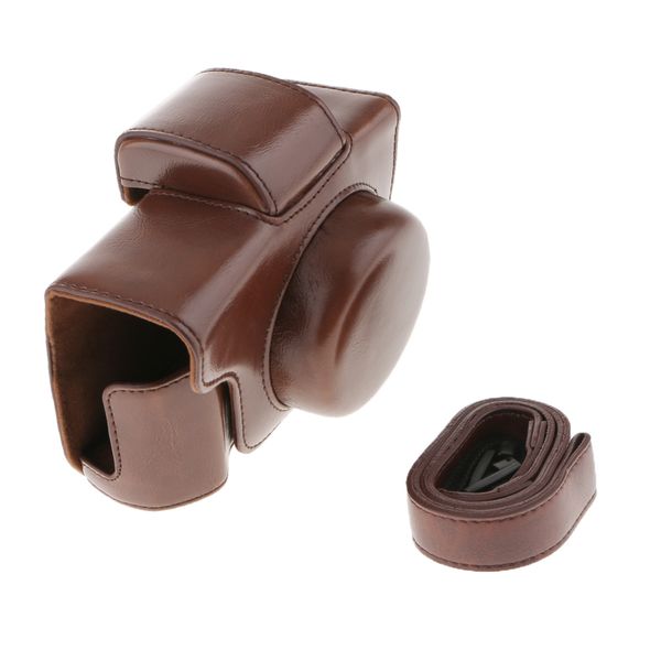 

coffee) pu camera bag protective case for olympus e-m10 ii em10ii short lens