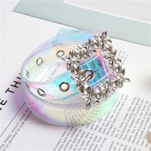 

shiny rhinestone mounted belts for women dress pvc transparent belt cummerbunds waist belts waistband female, Black;brown