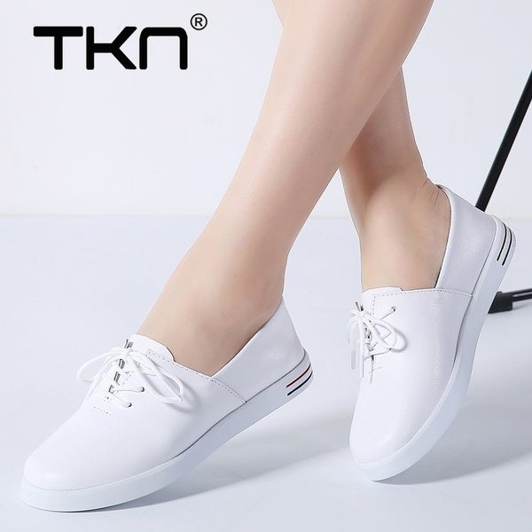 

spring women sneakers shoes genuine leather flats shoes lady tenis feminino mujer flat shoes woman chaussure femme 695 y200424, Black