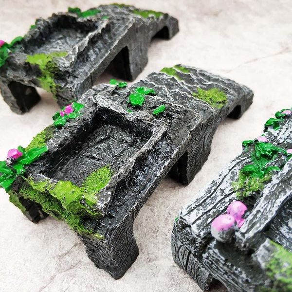 

1pc resin fish tank decoration turtle balcony climbing ladder toy with trough escape hole aquarium decoration1