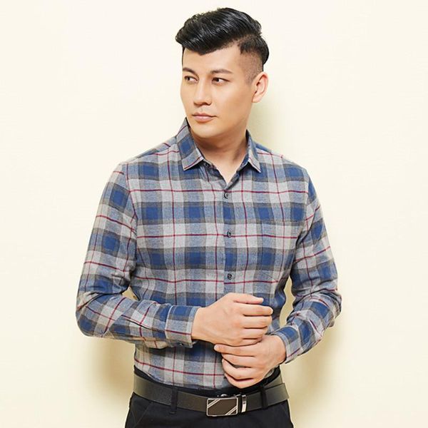 

men's casual shirts luxury flannel shirt men autumn cotton blue and black plaid dress camisa long sleeve smart button down wear checker, White;black