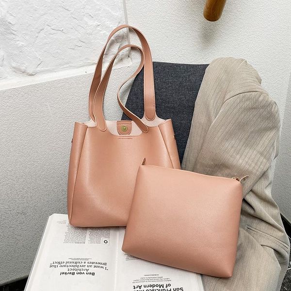 

brand designer pu leather women's shoulder bag retro simple handbag large bucket crossbody bag