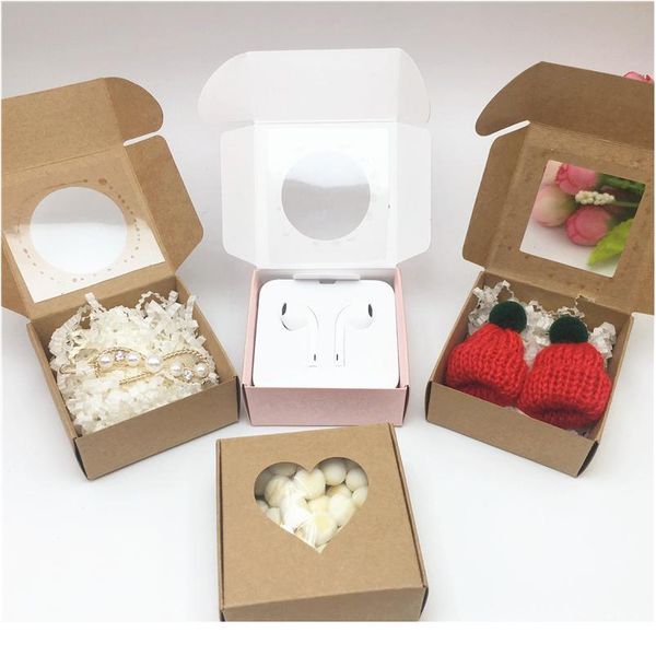 

new arrival packaging boxes 1pcs per lot handmade love gift paper boxes with heart pvc window wedding favors 6.5 wmtlrk