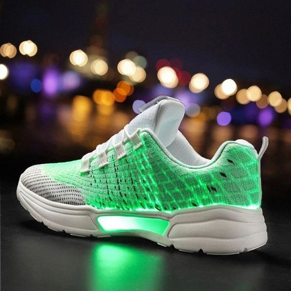 

Size 27-46 Spring Led Fiber Optic Shoes for Girls Boys Men Women USB Recharge Glowing Sneakers Man Light Up Shoes Sports #Wt9w