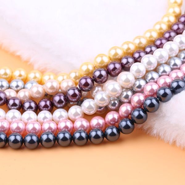 

other multicolor 4-14mm pick size round imitation shell pearl beads fashion fit diy necklace bracelet jewelry making 15inch