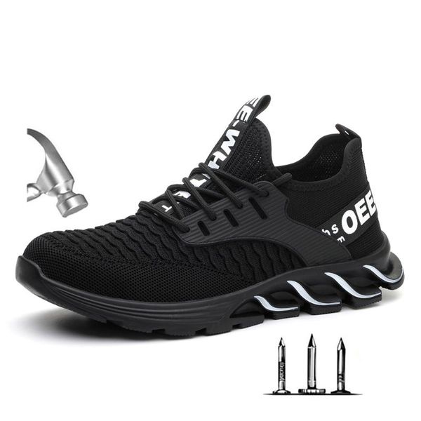 

men's steel toe indestructible work & safety shoes protective men's anti smashing puncture proof safety & work shoes boots, Black