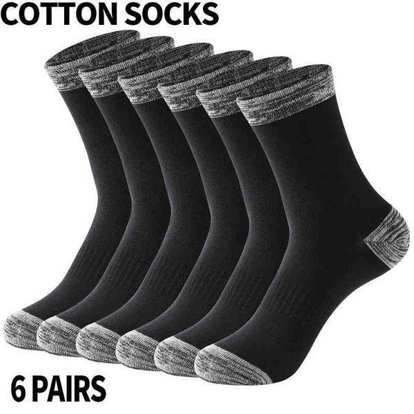 

6 pair men's cotton socks casual athletic black socks men summer soft breathable winter male sock sports socks size 38 -48 220105