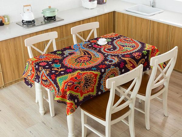 

настраиваемые льняные хлопковые водонепроницаемые скатерть геометрические boho pattern таблица ткань стирные настольные крышка текстиль наст