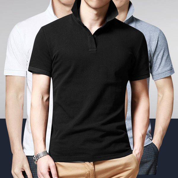 

pl new pure color men's polo shirt in spring and summer, White;black
