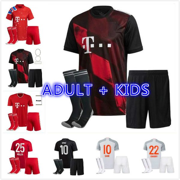 

kit 20 21 sane lewandowski gnabry coutinho soccer jersey kits 2020 2021 football shirt davies kimmich coman müller men + kids kit, Black;yellow