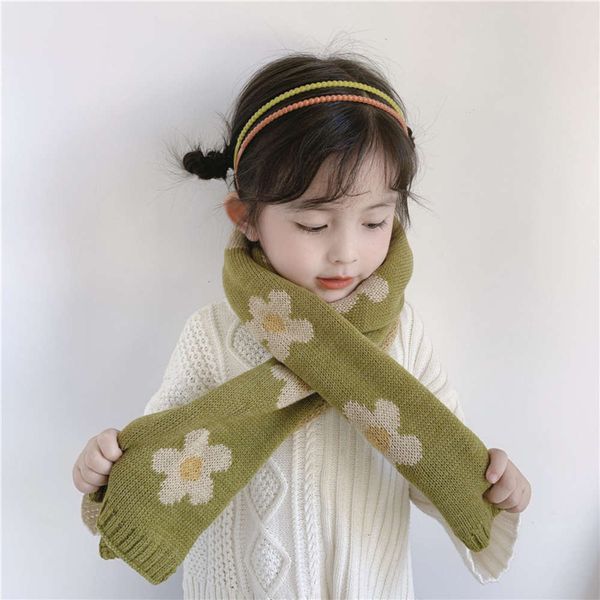 

flower baby long neck knitting girls wool korean new autumn and winter scarf children lovely princs 1rqt, Red;brown
