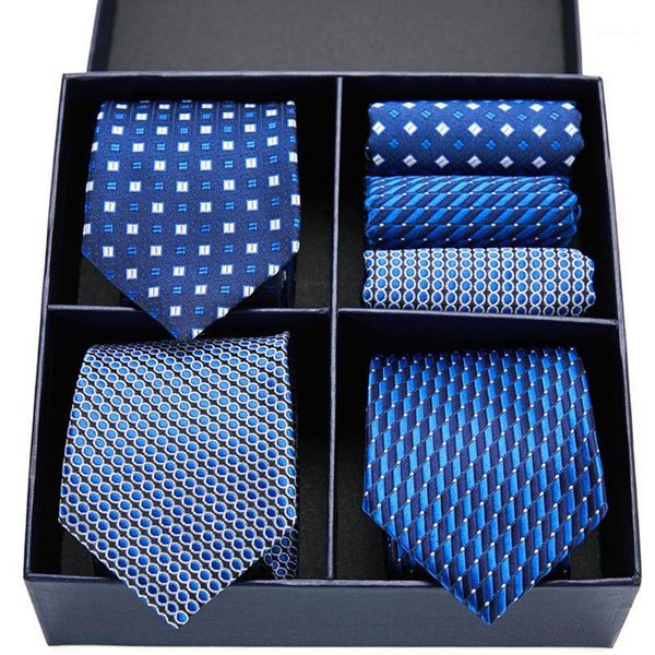 

bow ties 2021 fashion tie sets black/blue/red men's neck hankerchiefs 3colours in a box gift polyester silk handmade1, Black;gray