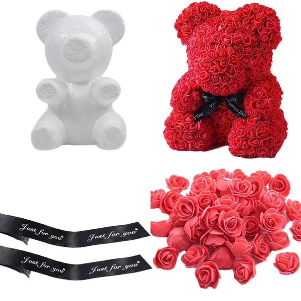 

3d polystyrene foam bear mini pe foam rose flower for diy crafts gifts valentine's day party supplies