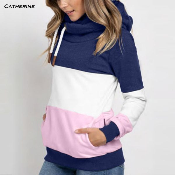 

winter striped color contrast oversized sweatshirt women's hoodies harajuku 2020 pullover drawstring pink womens pullover 20201, Black