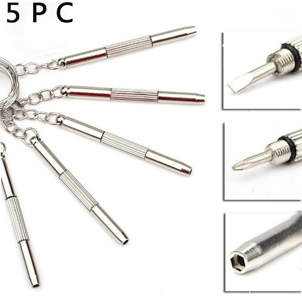 

keychains 5pcs mini portable multifunction screwdriver keyrings home outdoor practical combination tool key chains1, Silver