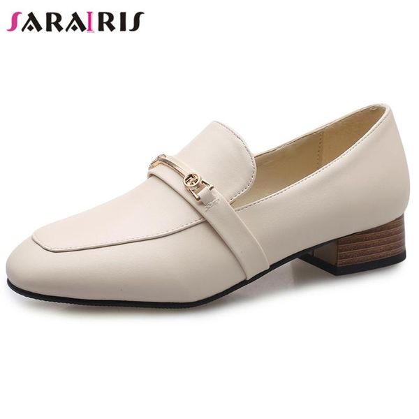 

sarairis big size 34-43 female fashion metal decoration chunky heels pumps casual pumps women spring autumn shoes woman, Black