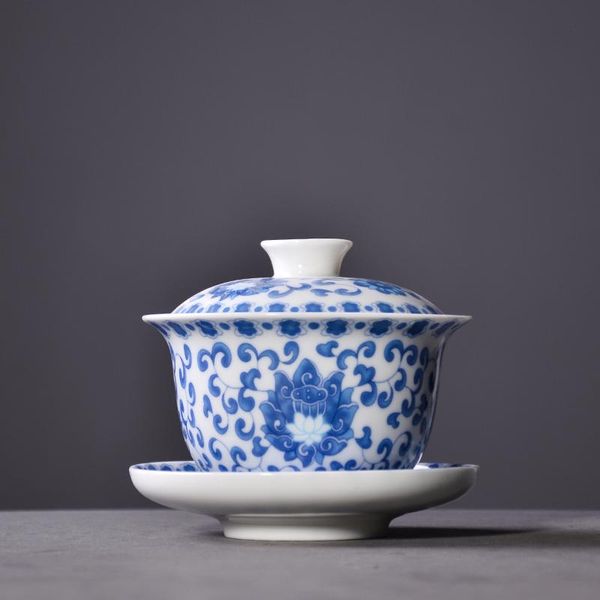 

luwu синий и белый керамический gaiwan фарфоровая чашка китайский кунг-фу чай наборы drinkware 320ml luwu синий и белый bbyhie packing2010