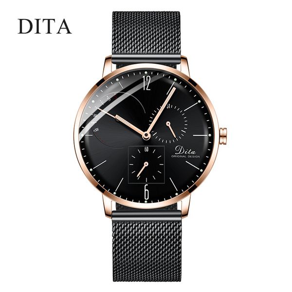 

men watches luxury stainless steel display date week waterproof quartz business male wristwatches relogio masculino