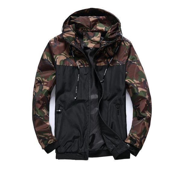 

quality hip hop print mens hooded jackets autumn casual vintage color block loose track hoodie jacket coats streetwear, Black;brown