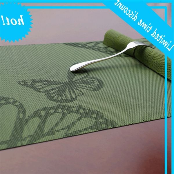 

european style pvc table animal pattern butterfly jacquard waterproof anti slip heat insulation western food mat