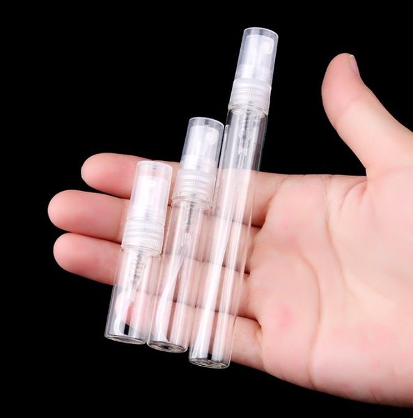 

perfume bottle 3ml 5ml 10ml mini portable perfume glass spray bottle transparent storage bottles 50pcs wholesale