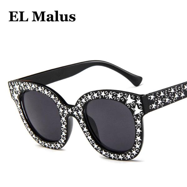 

sunglasses [el malus]oval frame star women retro brand designer eyewear sun glasses female reflective black pink silver mirror, White;black