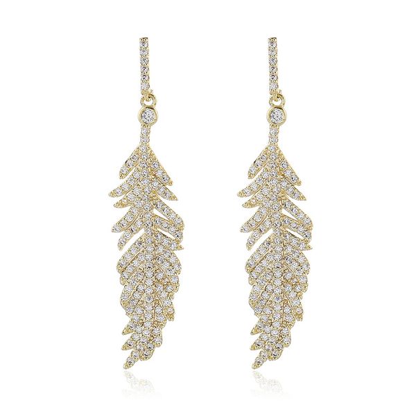 

new feather fashion tassel s925 long atmospheric earrings, Golden;silver