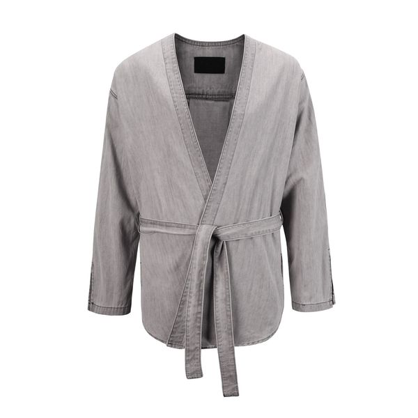 

oem private label men stock dropshipping denim grey kimono