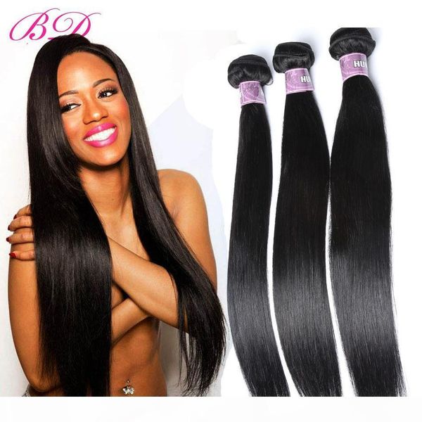 

3 4pcs one set brazilian hair different hair inch virgin human hair extensions silky straight, Black;brown