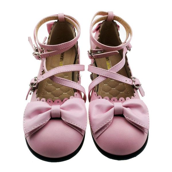 

women's lolita buckle ankle cross strap sweet princess mary janes shoes round toe for woman cosplay maid shoes bowknot white red, Black